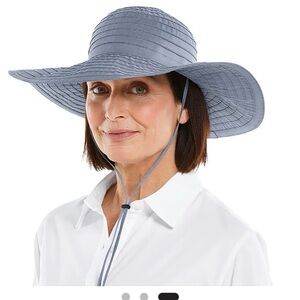 Coolibar Women's Emma Feather Weight Beach Hat | Denim Blue Chambray USF50+